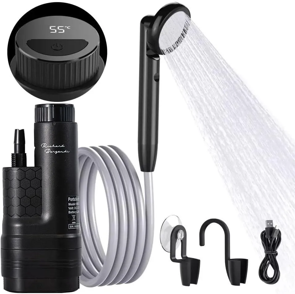 Portable Shower for Camping Ultralight Rechargeable Multifunctional Outdoor Shower Pump, Camp Shower head Handheld, Travel Shower Water Pump for Hiking, Pet Cleaning, Beach Traveling Vacation