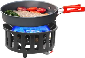 Portable Windproof Camping Stove Gas Cooking Burner,21000w Outdoor Burner,Portable Stove With 3 Adapters,Propane Burners With Electronic Ignition And Pure Copper Flame Divider For Travel,Picnic