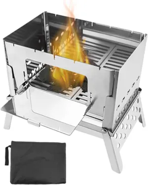 Portable Wood Burning Camp Stove - Compact Outdoor Cooking Solutions, Easy To Assembles And Use | High Efficiency Heat Output, Perfects For Camping Picnics And Backyard Gatherings Eco Friendly Cooking