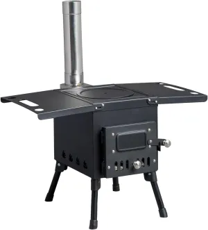 Portable Wood Burning Camping Stove - Includes Chimney Pipes and Spark Arrestor for Tent Heating and Cooking