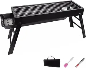 Portable Wood Stove, Wood Burning Stove for Camping, Cold Rolled Steel Grill, Foldable Outdoor Grill for Ice Fishing Picnics Hiking Traveling(60 * 22 * 32cm)