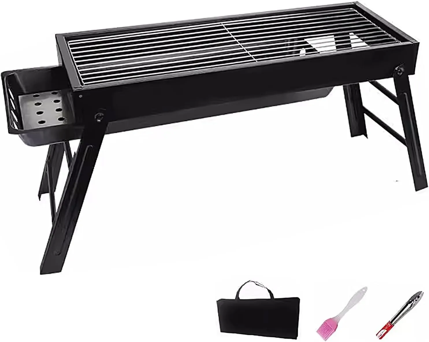 Portable Wood Stove, Wood Burning Stove for Camping, Cold Rolled Steel Grill, Foldable Outdoor Grill for Ice Fishing Picnics Hiking Traveling(60 * 22 * 32cm)