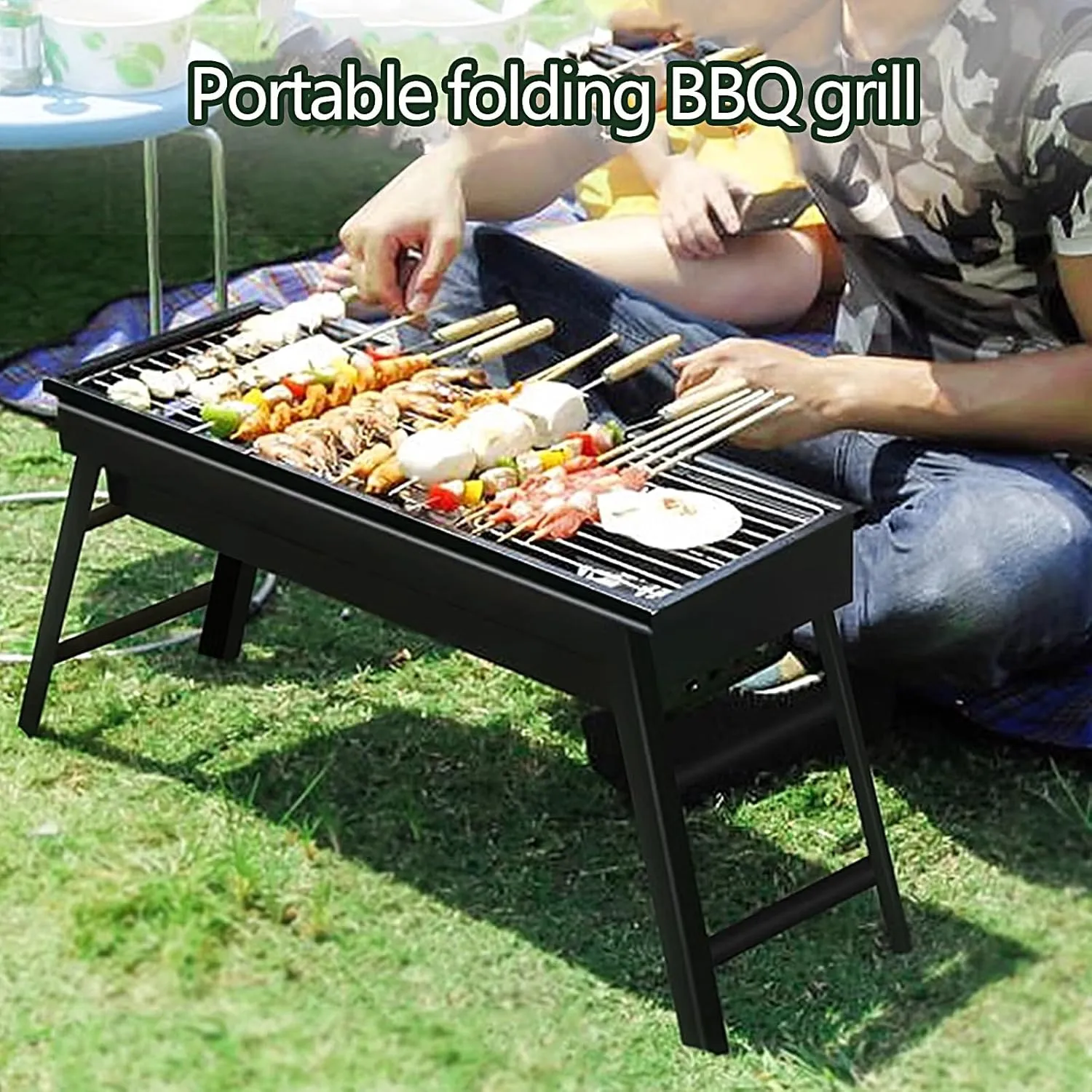 Portable Wood Stove, Wood Burning Stove for Camping, Cold Rolled Steel Grill, Foldable Outdoor Grill for Ice Fishing Picnics Hiking Traveling(60 * 22 * 32cm)