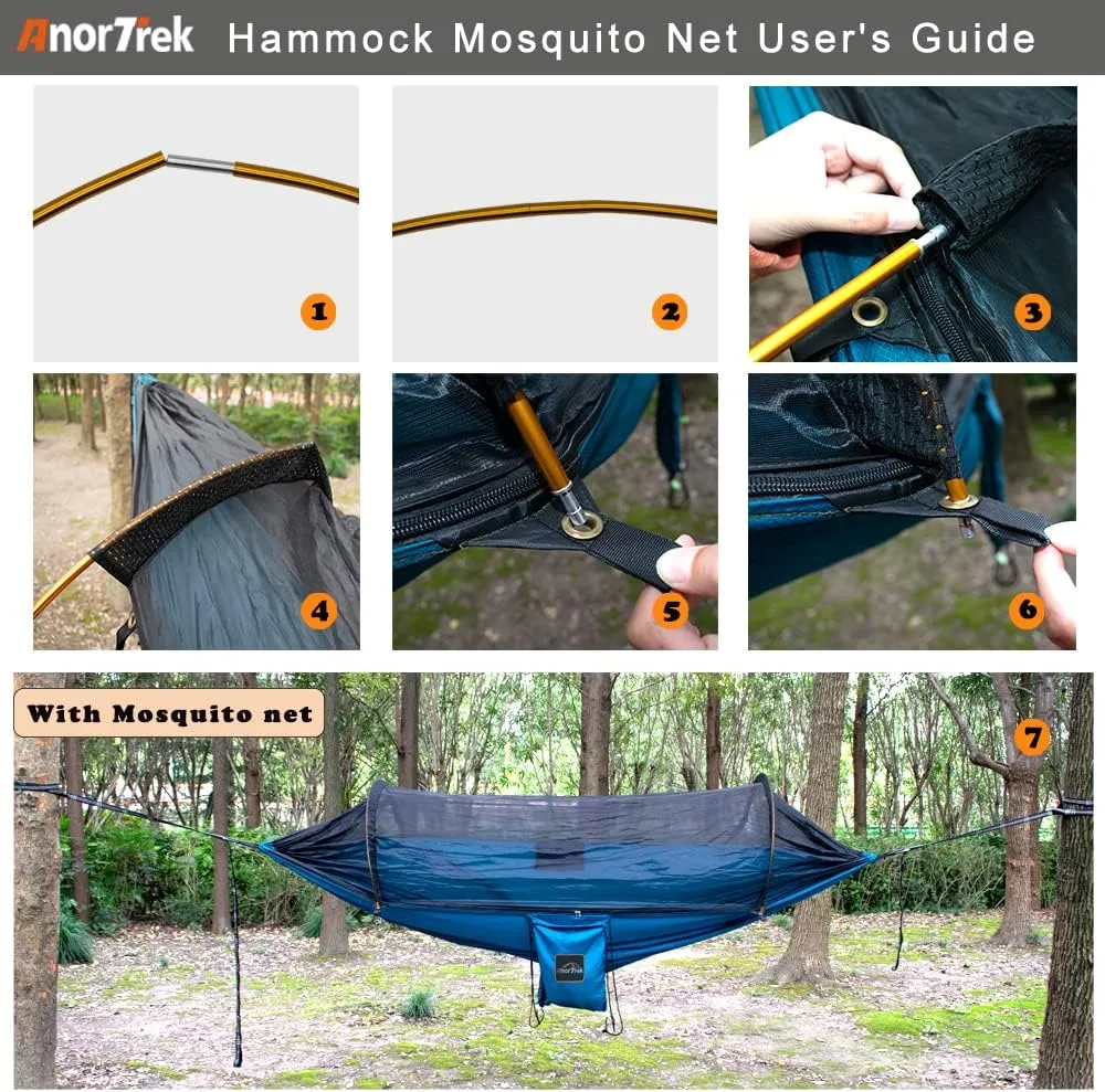 Professional Camping Hammock with Mosquito Net, Lightweight Portable Double Hammock with Two 10 FT Hammock Tree Straps, 230T Nylon Hammock for Camping, Hiking, Yard, Backpacking