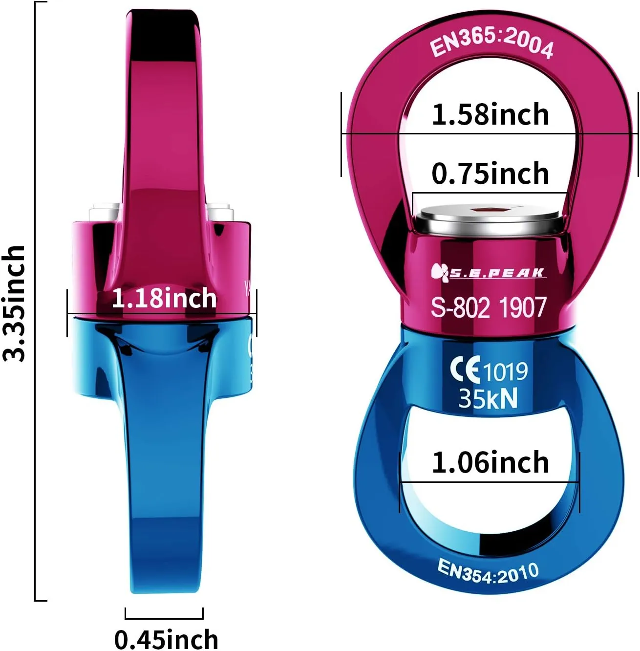 PROND Swing Swivel 35kN Safest Rotational Device, Swing Spinner, Carabiner Swivel, Climbing Rope Swivels for Children’s Web Tree Swing Setting, Aerial Dance, Hanging Hammock