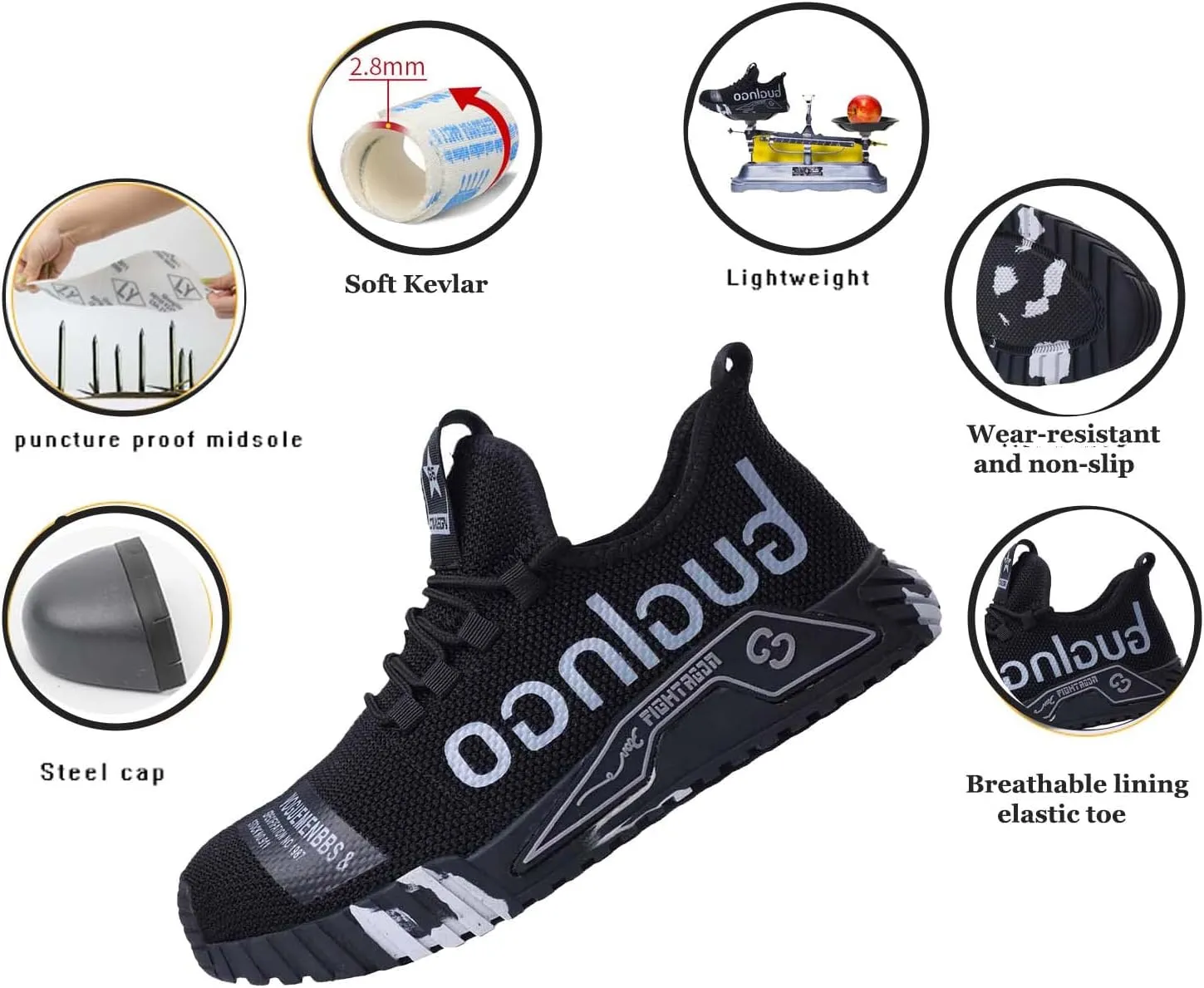 Puncture Proof Comfortable Breathable Safety Shoes,Mens Work Safety Outdoor Protection Footwear Industrial and Construction,