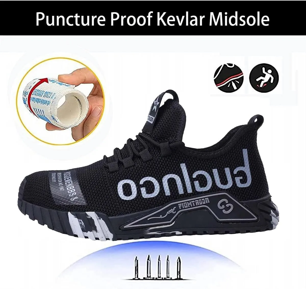 Puncture Proof Comfortable Breathable Safety Shoes,Mens Work Safety Outdoor Protection Footwear Industrial and Construction,