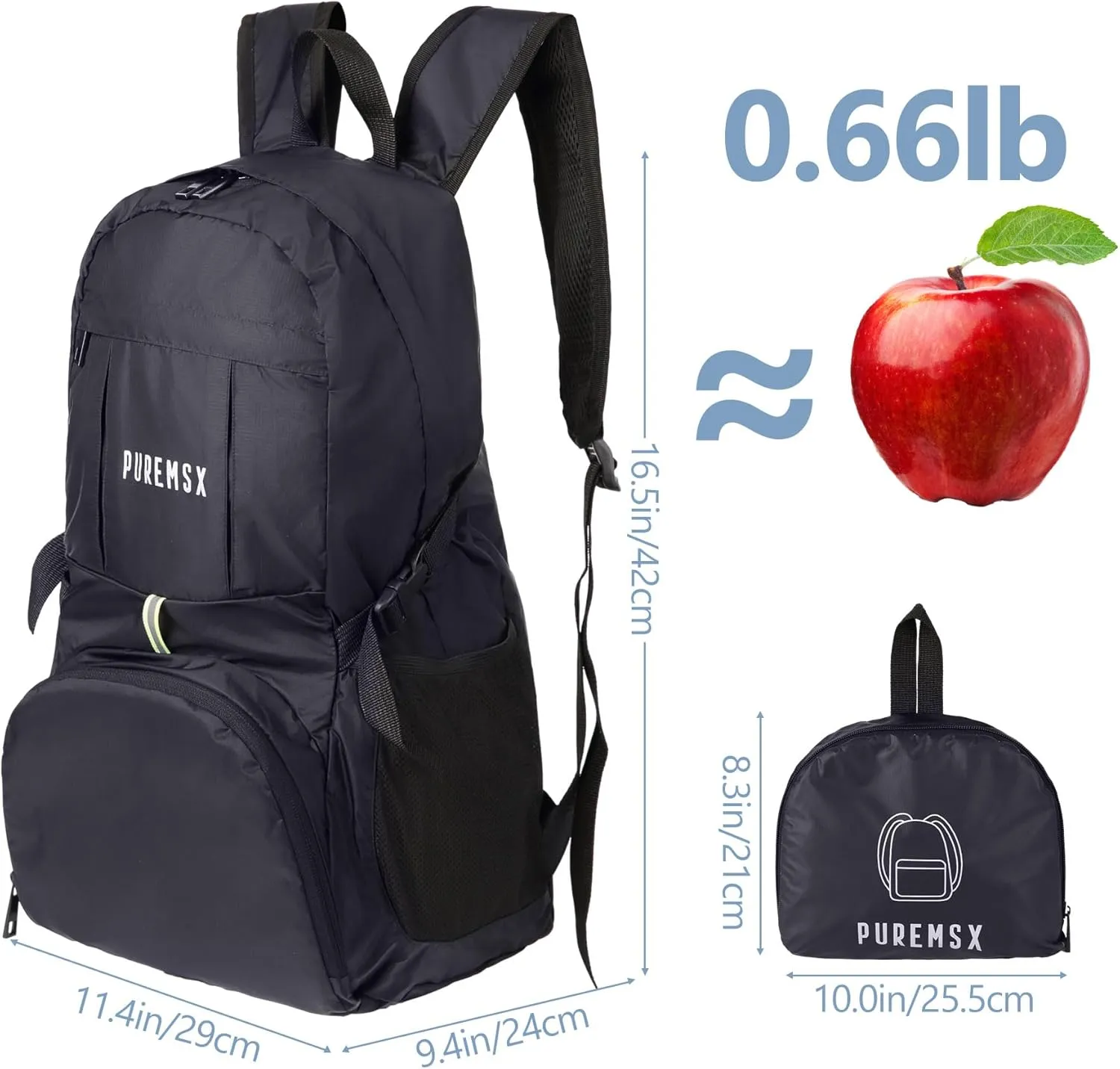 PUREMSX Packable Backpack, Unisex Lightweight Water Resistant Foldable Daypack for Travel Hiking Outdoor, Navy
