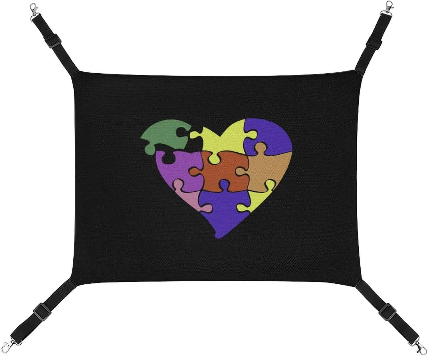 Puzzle Heart Hanging Cat Bed Soft Breathable Pet Hammock for Cage Pet Sleeper for Kitten Ferret Puppy Rabbit