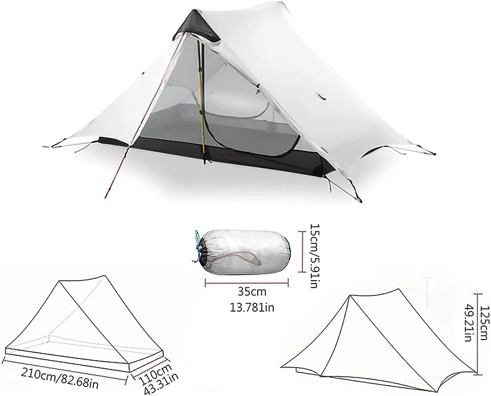 Pyramid Tent Ultralight Outdoor Camping Tent, 1 Person / 2 Person Backpack Double Layer Tent Ideal for Camping, Backpacking and Hiking