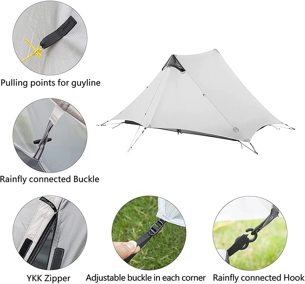 Pyramid Tent Ultralight Outdoor Camping Tent, 1 Person / 2 Person Backpack Double Layer Tent Ideal for Camping, Backpacking and Hiking