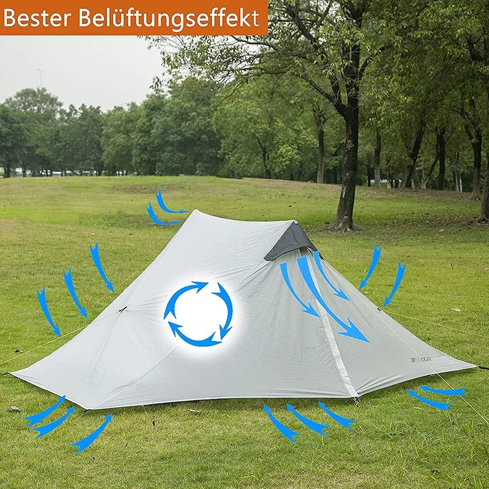 Pyramid Tent Ultralight Outdoor Camping Tent, 1 Person / 2 Person Backpack Double Layer Tent Ideal for Camping, Backpacking and Hiking