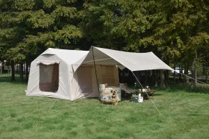 Quick Setup Inflatable Camping Tent for 7-8 People, Waterproof and Protection with Canopy, Beige