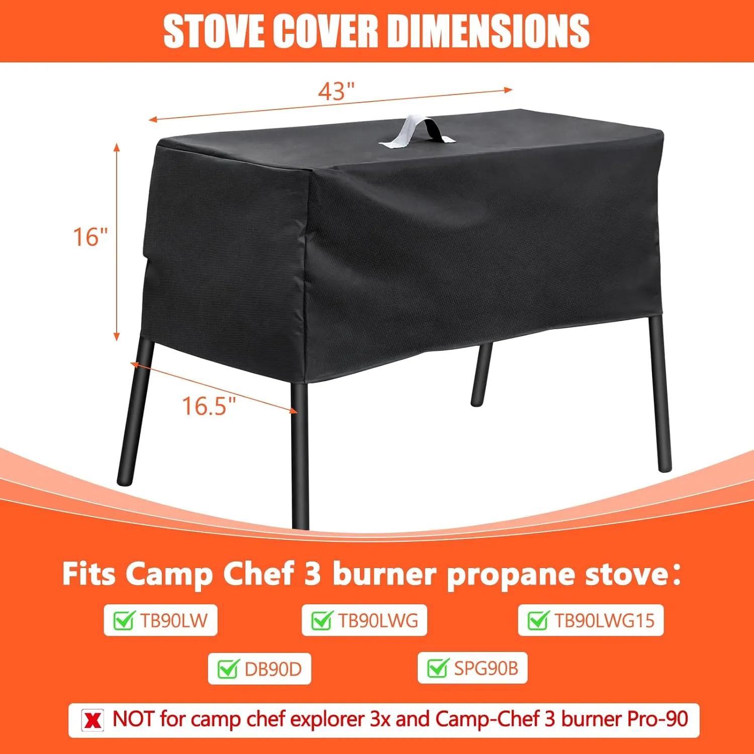QuliMetal Patio Cover and Carry Bag for Camp Chef 3 Burner Stoves, Tundra Pro 16, SPG90B, PRO90, TB90LWG – Heavy Duty 600D Stove Cover and Bag for Camp Chef Pro 90X
