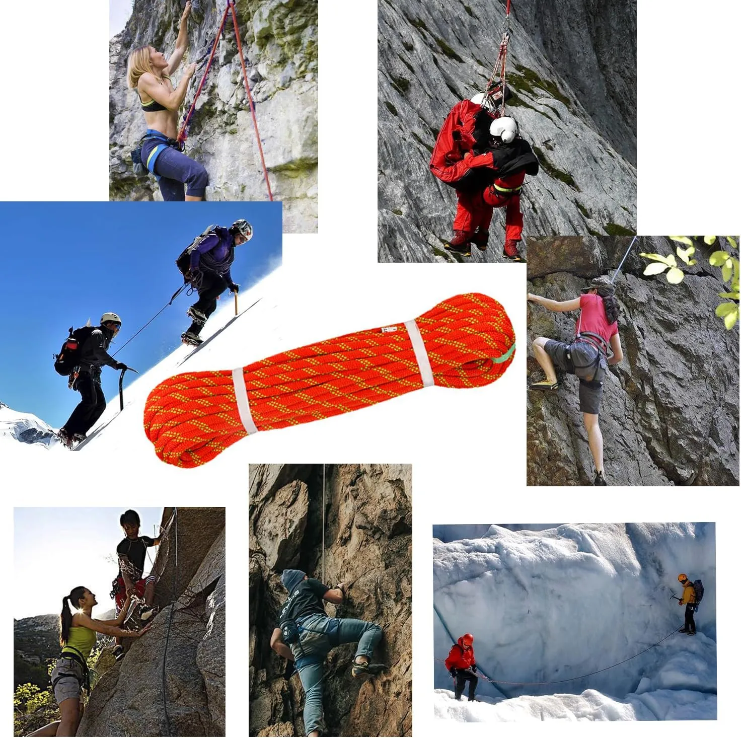 Ratifc Static Rope Rock Climbing Rope 100FT Rappelling Rope for Mountain Tree Climbing, Rock Climbing,Hauling, Rescue, Climbing Equipment, Orange