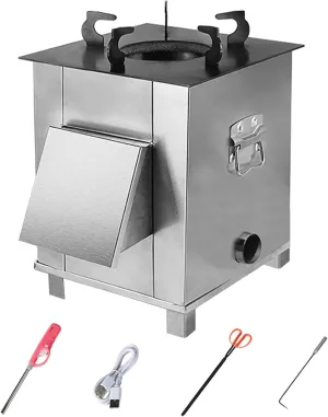 Rectangle Wood Stove Portable, Outdoor Wood Burning Camping Stove, 304 Stainless Steel Tent Stove, Multifunctional for Winter Heating, Cooking, Picnic (Color : A)