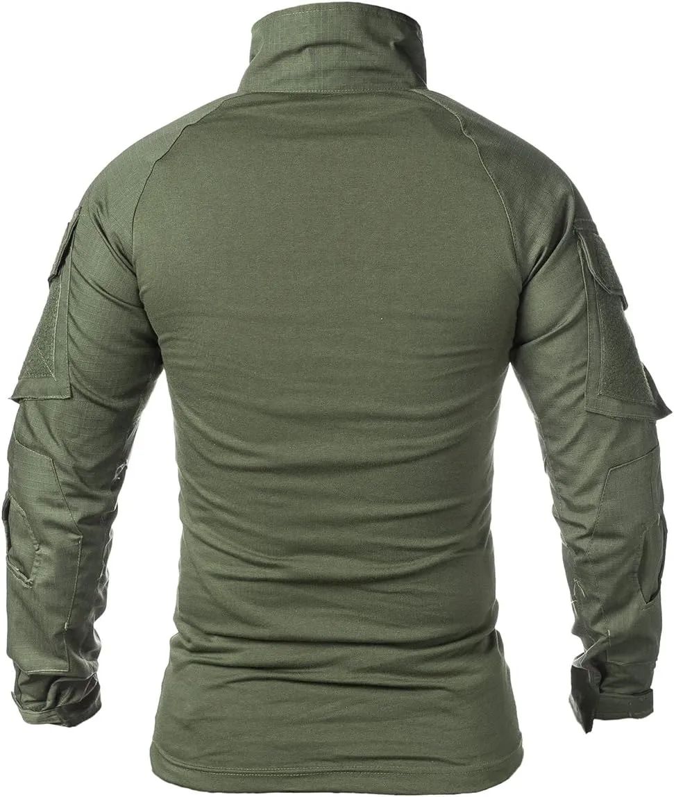 ReFire Gear Men's Military Tactical Army Combat Long Sleeve Shirt Slim Fit Camo T-Shirt with 1/4 Zipper