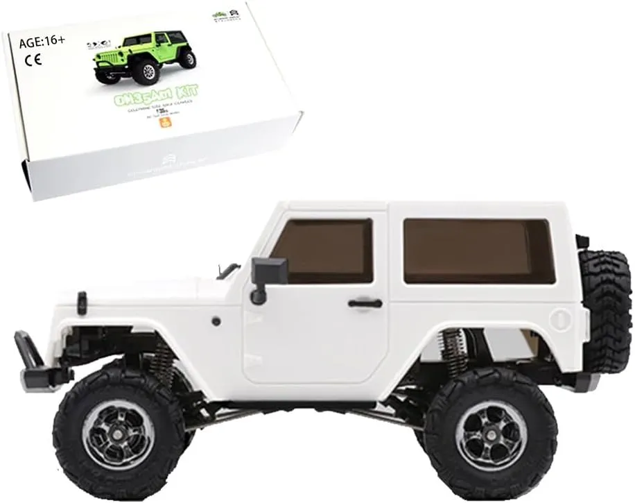 Remote Control Car Model Set, OH35A01 1/35 RWD 2.4G RC Electric Straight Bridge Off-Road Climbing Vehicle Model, Creative Vehicle Toys for Adults and Teens (Frame KIT Version/White)