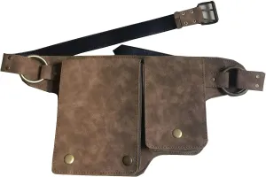 Resnan Leather Waist Pack Drop Leg Bag Unisex Belt Multi-Purpose Outdoor Sports Tactical Cycling Riding Hiking Camping Pouch (Khaki)