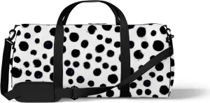 Retro Black and White Unusual Dots Pattern Sports Bag Tote Bag Waterproof Gym Bag with Shoulder Strap Zipper 2 Side Pockets for Men and Women, Travel and Storage Shoulder Bag.