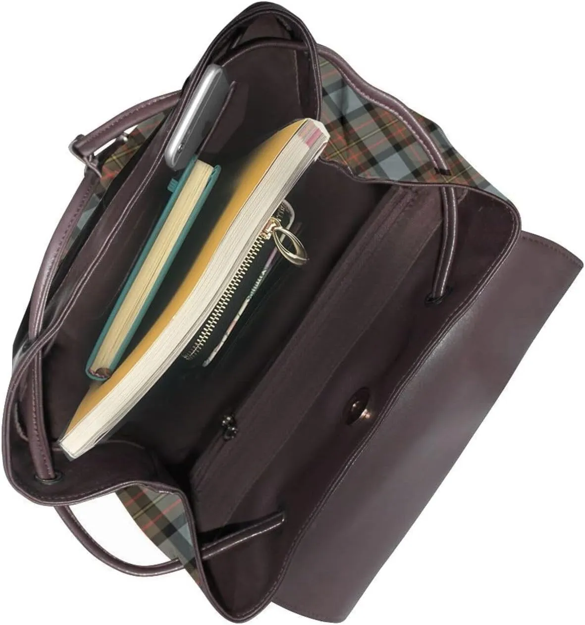 Retro Leather Shoulder Bag MacLaren Weathered Tartan Backpack Practical Daypack Purse for Women Ladies