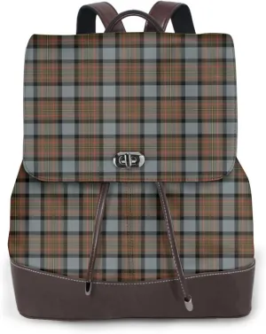 Retro Leather Shoulder Bag MacLaren Weathered Tartan Backpack Practical Daypack Purse for Women Ladies