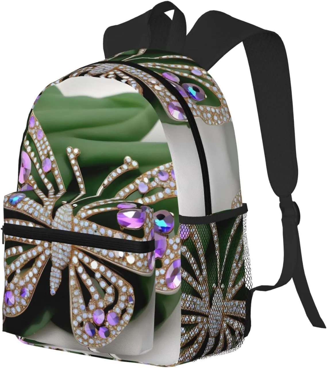 Rhinestone Butterfly Print Backpack For Women Men, Laptop Bookbag,Lightweight Casual Travel Daypack
