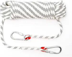 Rock climbing rope, static climbing rope, safety rope for outdoors, with 2 buckles for climbing, climbing artist climbs the tree to rescue the hook, life rope and cu