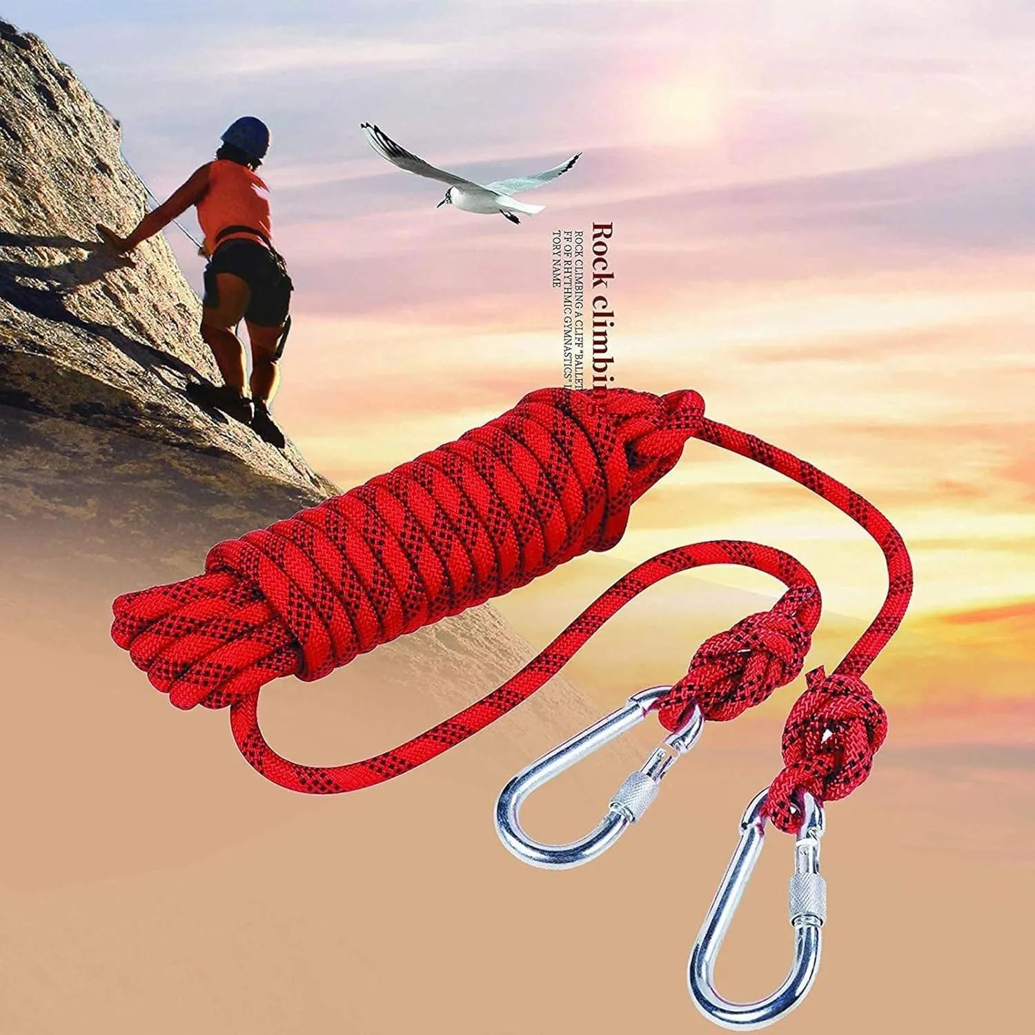 Rock Climbing Rope, Static Rock Climbing Rope Heavy Duty Escape Rope for Outdoors Fire Rescue Parachute Rope for Tree Climbing Arborist Work