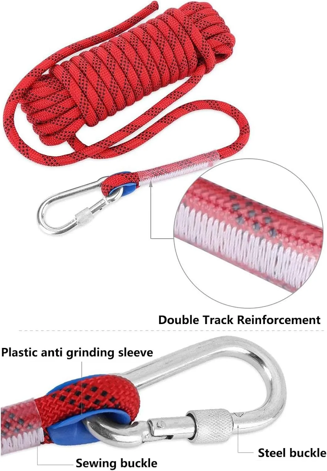 Rock Climbing Rope, Static Rock Climbing Rope Heavy Duty Escape Rope for Outdoors Fire Rescue Parachute Rope for Tree Climbing Arborist Work