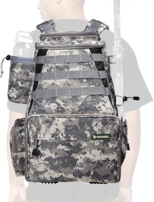 Rodeel Fishing Tackle Backpack 2 Fishing Rod Holders with 4 Tackle Boxes, Large Storage,Backpack for Trout Fishing Outdoor Sports Camping Hiking
