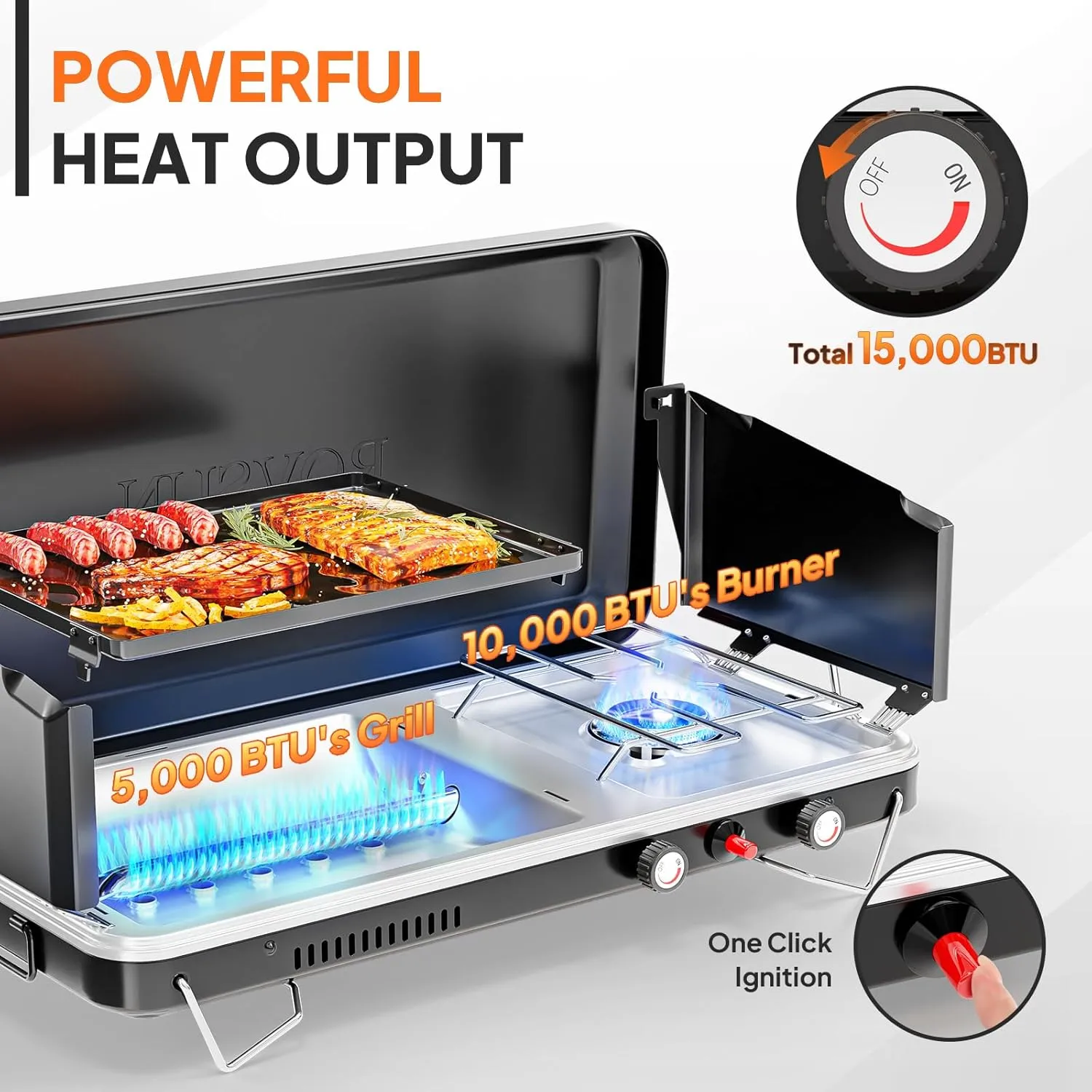 ROVSUN 2-in-1 Portable Camping Stove with Grill