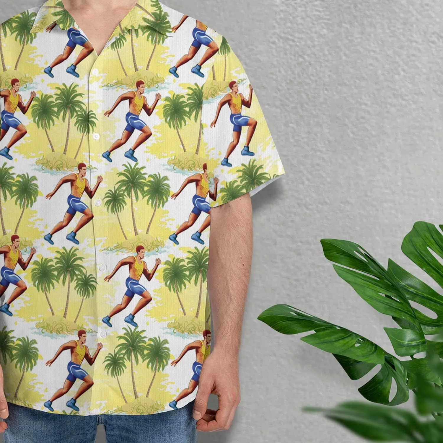Running Marathon Hawaiian Shirts for Men - Runner Button Down Mens Hawaiian Shirts Short Sleeve Luau Beach Shirt Series 26