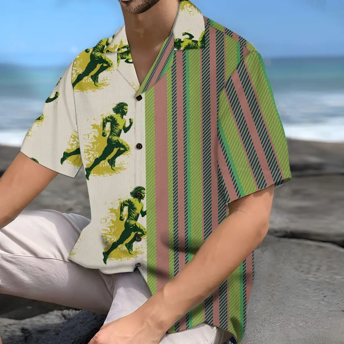 Running Marathon Hawaiian Shirts for Men - Runner Button Down Mens Hawaiian Shirts Short Sleeve Luau Beach Shirt Series 26