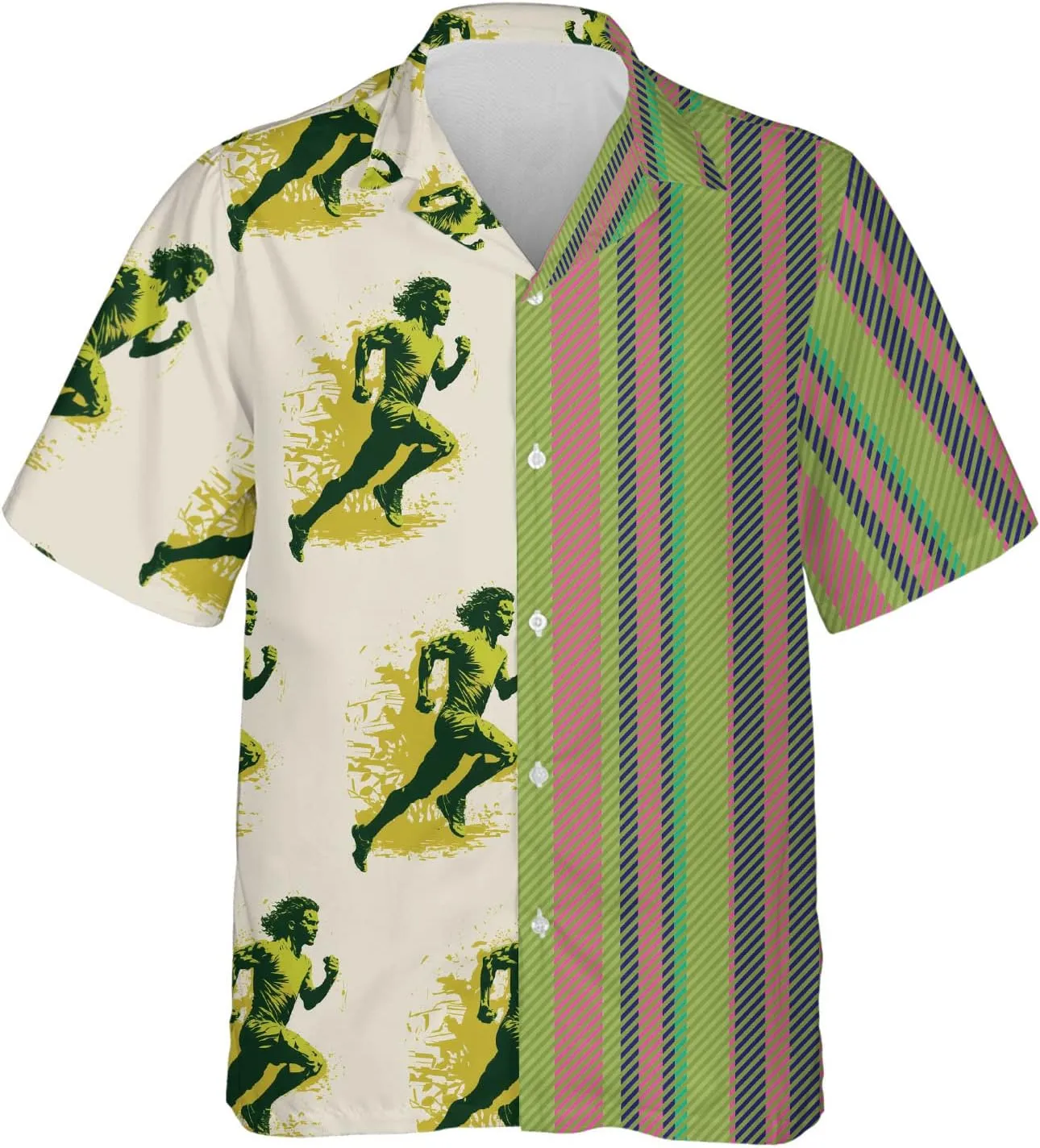 Running Marathon Hawaiian Shirts for Men - Runner Button Down Mens Hawaiian Shirts Short Sleeve Luau Beach Shirt Series 26