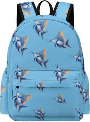 Sailfish Print Backpack Casual Daypack Lightweight Laptop Bag for Men And Women Travel Work
