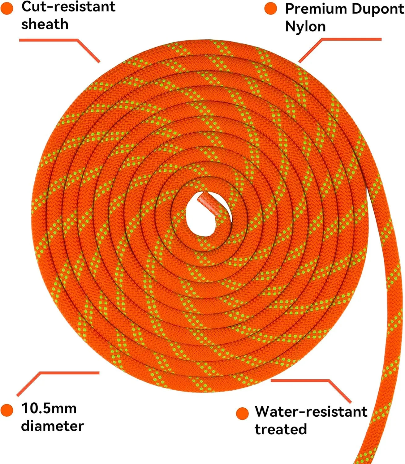 SEAMUS Static Rope 11mm UIAA Rappelling Rope 45M (150ft) Static Line Nylon Kern Mantle Rope for Rock Climbing, Mountain Tree Climbing, Hauling, Rescue