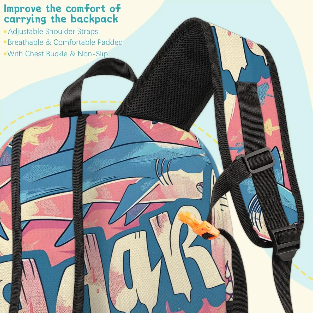 Shark Carry on Travel Backpack for Women Men Water resistant Lightweight Rucksack Backpack for Weekender Casual Work Hiking Blue Shark