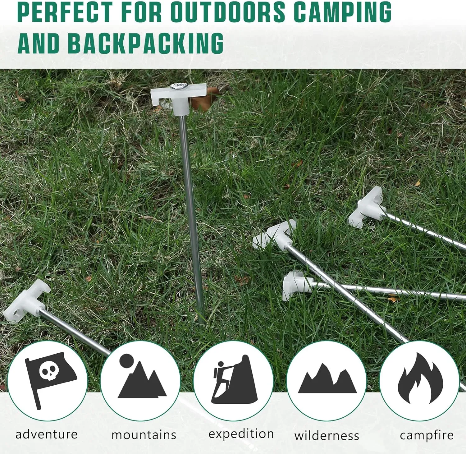 Shimeyao 10" Tent Stakes Camping Heavy Duty Stakes Bulk Metal Ground Pegs Camping Spikes Galvanized for Outdoor Pitching Canopy