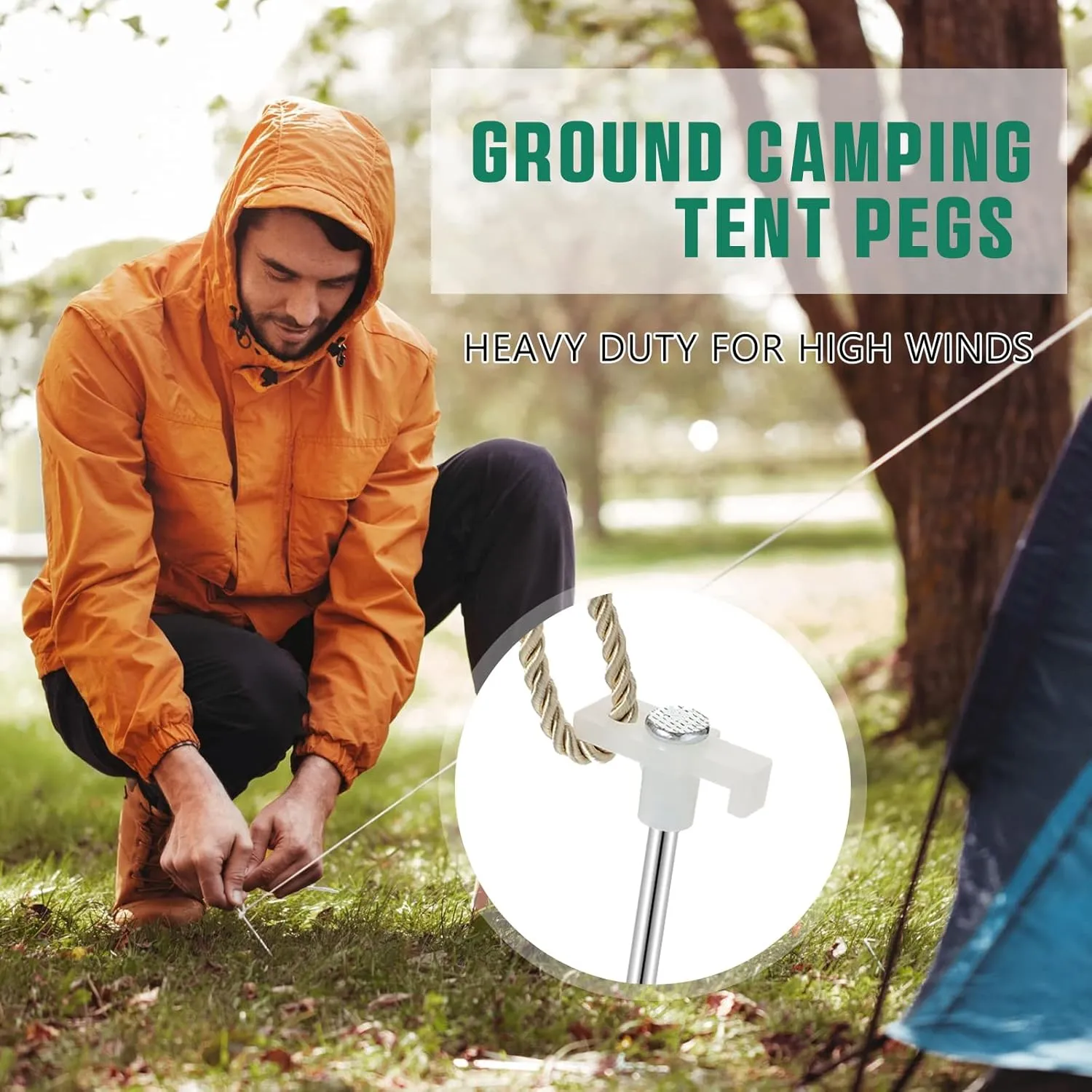 Shimeyao 10" Tent Stakes Camping Heavy Duty Stakes Bulk Metal Ground Pegs Camping Spikes Galvanized for Outdoor Pitching Canopy