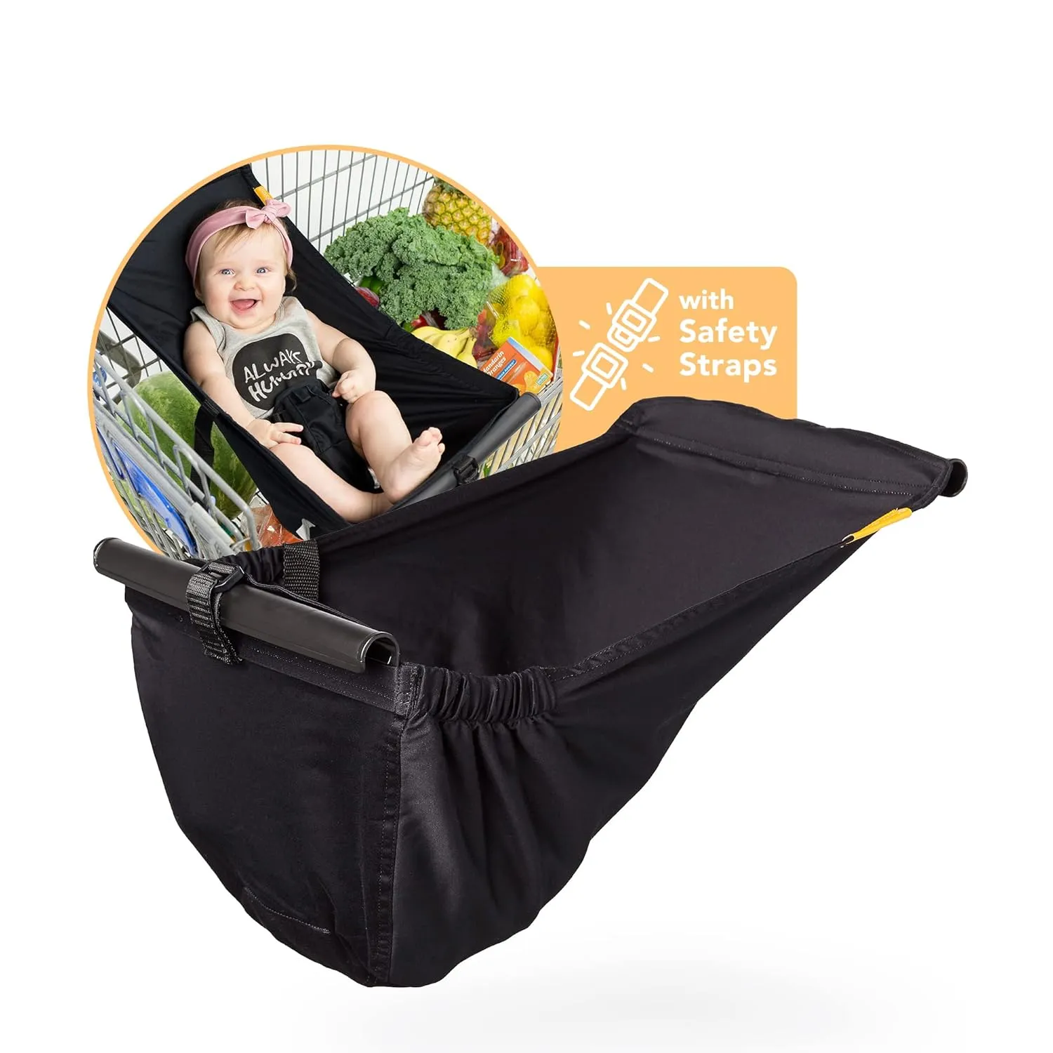 Shopping Cart Hammock for Infants and Toddlers, Cart Seats for Babies, for All Car Seat Models, Grocery Cart Hammock for Baby, Capacity of up to 50 lbs, Black