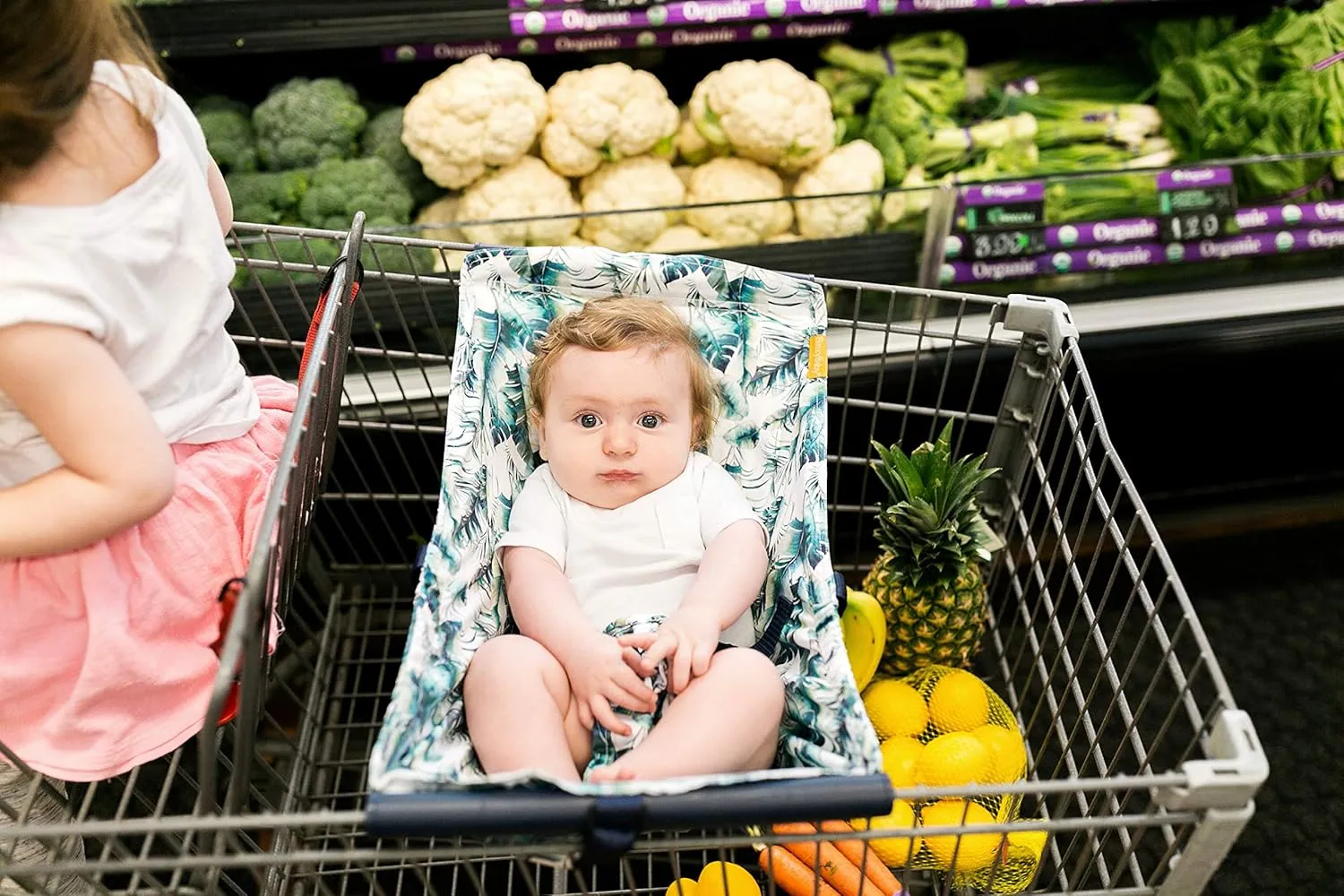 Shopping Cart Hammock for Infants and Toddlers, Cart Seats for Babies, for All Car Seat Models, Grocery Cart Hammock for Baby, Capacity of up to 50 lbs, Tropical Days