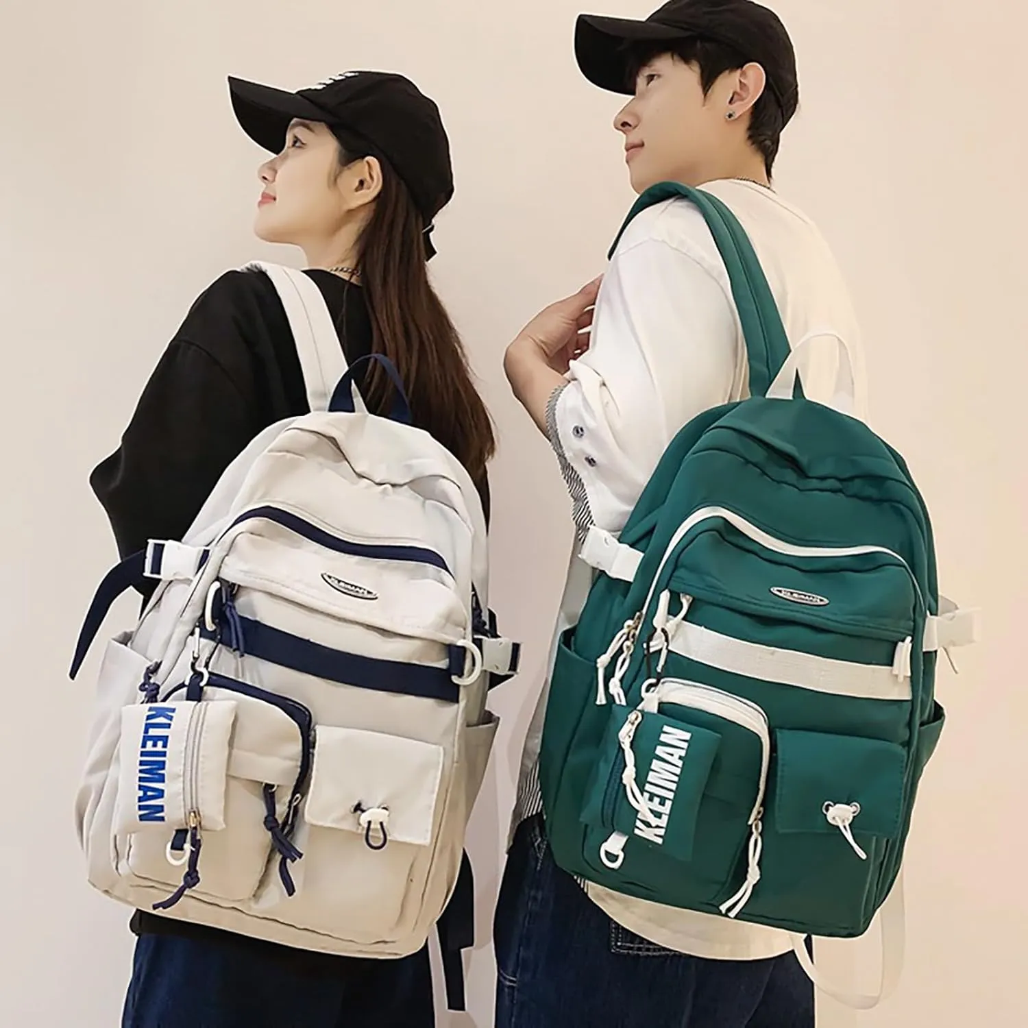 Shoulder Bag Korean Version Of The Casual Large Capacity New Backpack Men And Women Couples With The (Green, One Size)