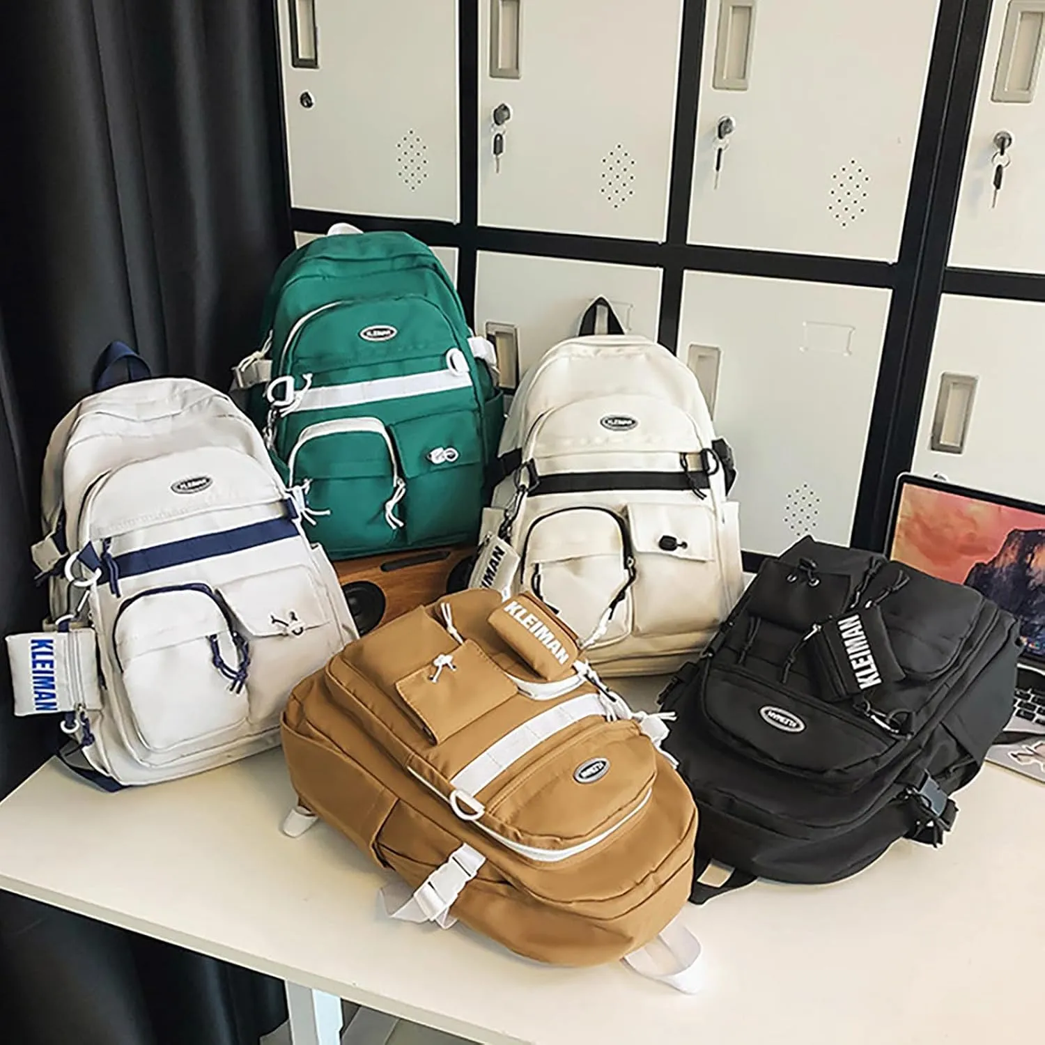Shoulder Bag Korean Version Of The Casual Large Capacity New Backpack Men And Women Couples With The (Green, One Size)