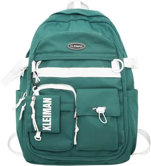 Shoulder Bag Korean Version Of The Casual Large Capacity New Backpack Men And Women Couples With The (Green, One Size)