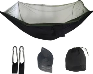 Single and Double Size Nylon Fabric Portable Travel Outdoor Camping Hanging Sleeping Hammock with Mosquito Net Camping Supplies for Terrace, Outdoor(Black)