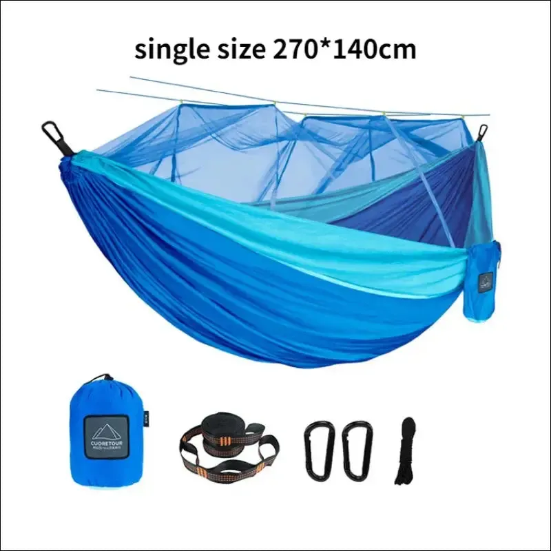 Single and Double Size Nylon Fabric Portable Travel Outdoor Camping Hanging Sleeping  Hammock with Mosquito Net