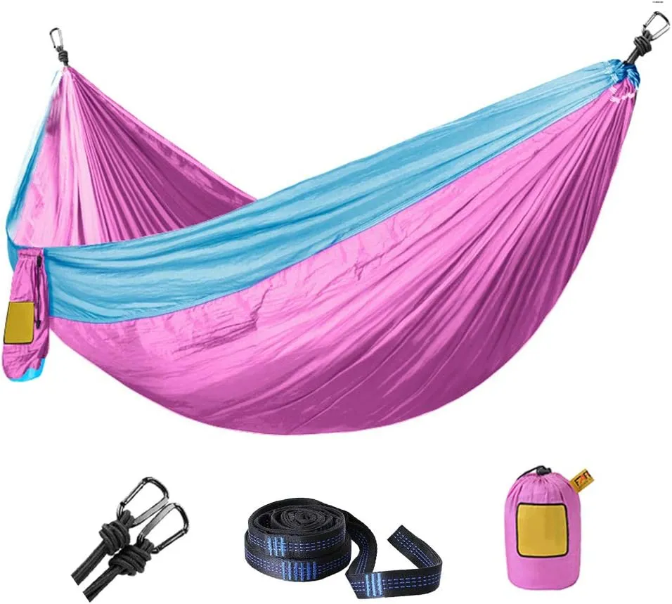 Single Double Hammock Camping Swing Adult Outdoor Backpacking Travel Survival Hunting Sleeping Bed Portable with 2 Straps 2 Carabiner, 300cm×200cm