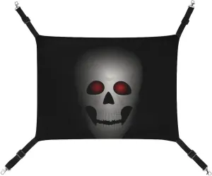 Skull with Red Eyes Hanging Cat Bed Soft Breathable Pet Hammock for Cage Pet Sleeper for Kitten Ferret Puppy Rabbit