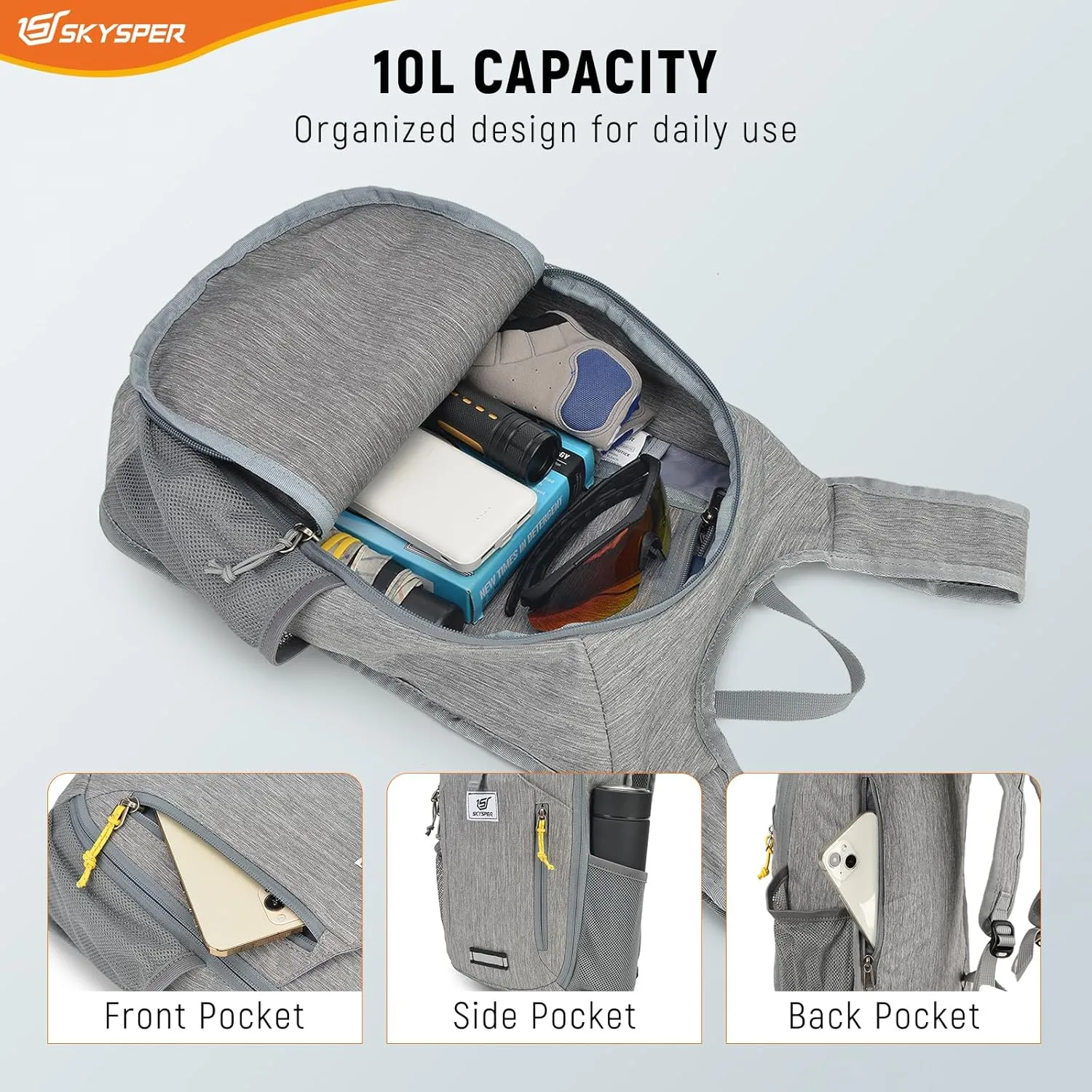 SKYSPER Small Hiking Backpack 10L Foldable Daypack Packable Lightweight Hiking Daypack Travel Day Pack for Women Men